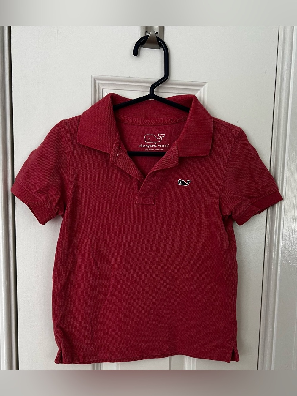Vineyard Vines Boys Red Pique Polo with Whale‎ Logo